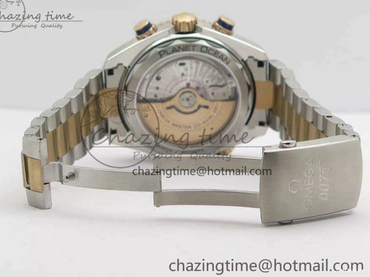 0101 Seamaster Pro Chrono SS RG OM Best Edition Blue Ceramic Blue Dial On SS RG Bracelet A Snug 8129